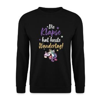Verrücktes Einhorn - Unisex Pullover - Schwarz - Vorne - Alina (178cm) & Michal (187cm)