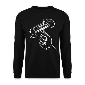 80s Audiocasette Retro - Unisex Pullover - Schwarz - Vorne - Alina (178cm) & Michal (187cm)