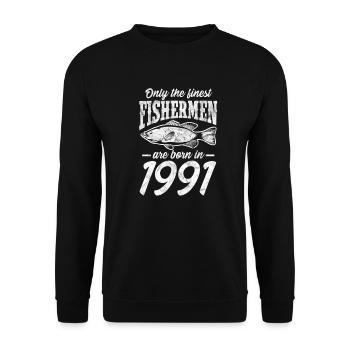 Angler 1991 Fischer - Unisex Sweatshirt - black - Front - Alina (178cm) & Michal (187cm)