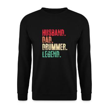 Batterie Père Mari Drummer Fête des Pères Cadeau - Sweat-shirt Unisexe - noir - Devant - Alina (178cm) & Michal (187cm)