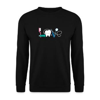 Zahnarzt Zahn Zahnärztin Dentist Zähne Geschenk - Unisex Pullover - Schwarz - Vorne - Alina (178cm) & Michal (187cm)