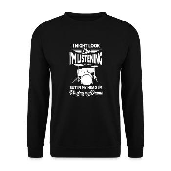 Schlagzeug Schlagzeuger Musiker Band Geschenk - Unisex Pullover - Schwarz - Vorne - Alina (178cm) & Michal (187cm)