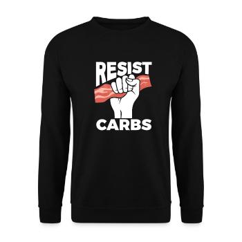 Keto Diät Speck Ketogen Fett Ernährung Geschenk - Unisex Pullover - Schwarz - Vorne - Alina (178cm) & Michal (187cm)