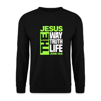 Jesus Christ Christ Christian Religion Gift - Unisex Sweatshirt - black - Front - Alina (178cm) & Michal (187cm)