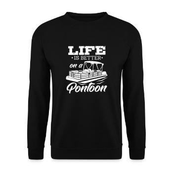 Pontoon Boat Pontoon Lake Boating Gift - Unisex Sweatshirt - black - Front - Alina (178cm) & Michal (187cm)