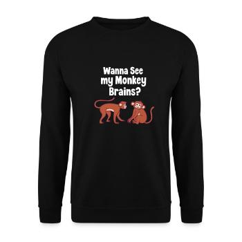 Affe Affen Monkey Geschenk - Unisex Pullover - Schwarz - Vorne - Alina (178cm) & Michal (187cm)