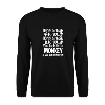 Affe Geburtstag Affen Geschenk - Unisex Pullover - Schwarz - Vorne - Alina (178cm) & Michal (187cm)