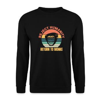 Affe Evolution Menschenaffen Affen Geschenk - Unisex Pullover - Schwarz - Vorne - Alina (178cm) & Michal (187cm)