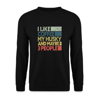 Husky Kaffee - Unisex Pullover - Schwarz - Vorne - Alina (178cm) & Michal (187cm)