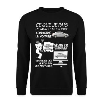 t-shirt voiture humour fan d'automobile - Sweat-shirt Unisexe - noir - Devant - Alina (178cm) & Michal (187cm)