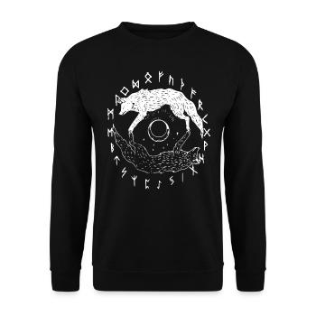 Viking Wolves - Sköll and Hati - Runes Celtic - Unisex Sweatshirt - black - Front - Alina (178cm) & Michal (187cm)