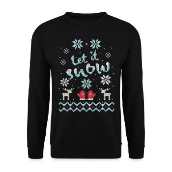 Christmas, Let it Snow, Winter, Ugly Sweater - Unisex Sweatshirt - black - Front - Alina (178cm) & Michal (187cm)