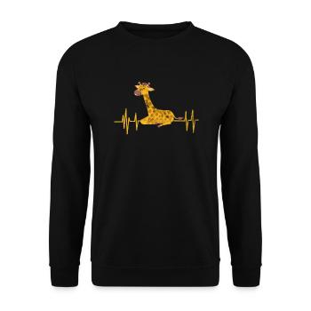 Giraffe Herzschlag - Unisex Pullover - Schwarz - Vorne - Alina (178cm) & Michal (187cm)