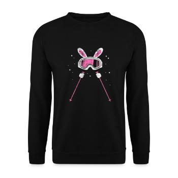 Ski Rabbit Skiing Snow Winter Mountain Gift - Unisex Sweatshirt - black - Front - Alina (178cm) & Michal (187cm)