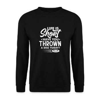 Ultimate Frisbee Sport Discgolf Geschenk - Unisex Pullover - Schwarz - Vorne - Alina (178cm) & Michal (187cm)