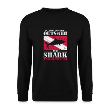 Hai Haie Haifischflosse Shark Meer Geschenk - Unisex Pullover - Schwarz - Vorne - Alina (178cm) & Michal (187cm)