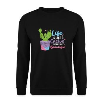 Kaktus - Unisex Pullover - Schwarz - Vorne - Alina (178cm) & Michal (187cm)