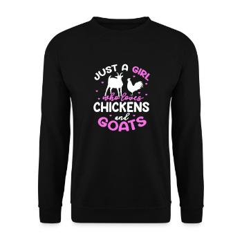 Chèvre Poulet Ferme Poulets Chèvres Cadeau - Sweat-shirt Unisexe - noir - Devant - Alina (178cm) & Michal (187cm)