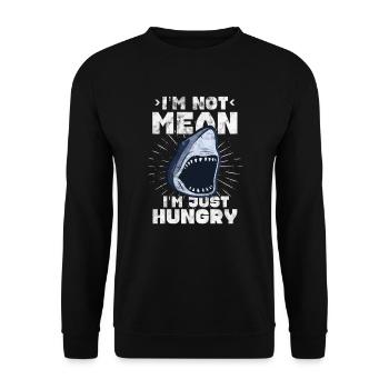 Hai Haie Haifischflosse Shark Meer Geschenk - Unisex Pullover - Schwarz - Vorne - Alina (178cm) & Michal (187cm)