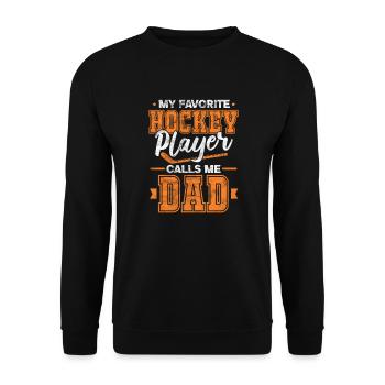 Eishockey Vater Hockey Eishockeyteam Dad Geschenk - Unisex Pullover - Schwarz - Vorne - Alina (178cm) & Michal (187cm)