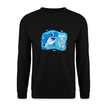 Hai Haie Haifischflosse Shark Meer Geschenk - Unisex Pullover - Schwarz - Vorne - Alina (178cm) & Michal (187cm)