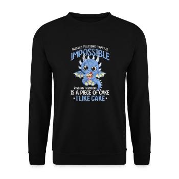 Drache Drachen Dragon Fabelwesen Fantasy Geschenk - Unisex Pullover - Schwarz - Vorne - Alina (178cm) & Michal (187cm)