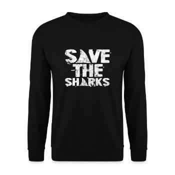 Hai Haie Haifischflosse Shark Meer Geschenk - Unisex Pullover - Schwarz - Vorne - Alina (178cm) & Michal (187cm)