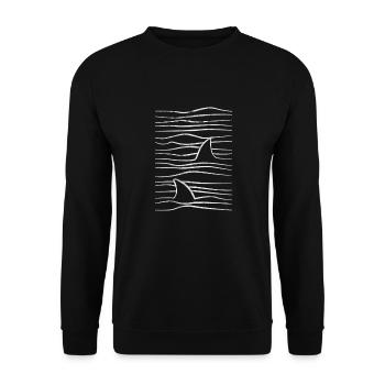 Hai Haie Haifischflosse Shark Meer Geschenk - Unisex Pullover - Schwarz - Vorne - Alina (178cm) & Michal (187cm)