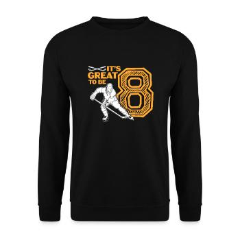 Eishockey 8. Geburtstag - Unisex Pullover - Schwarz - Vorne - Alina (178cm) & Michal (187cm)