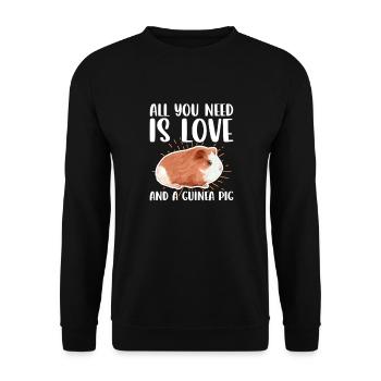Meerschweinchen Haustier Guinea Pig Geschenk - Unisex Pullover - Schwarz - Vorne - Alina (178cm) & Michal (187cm)