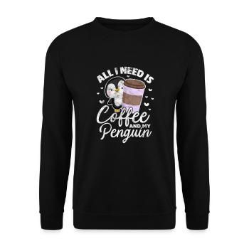Penguin Coffee - Unisex Sweatshirt - black - Front - Alina (178cm) & Michal (187cm)