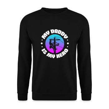Elektriker Lineman Strom Strommast Geschenk - Unisex Pullover - Schwarz - Vorne - Alina (178cm) & Michal (187cm)