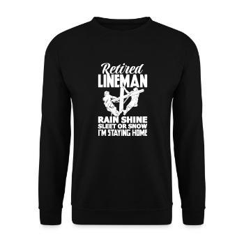 Elektriker Lineman Strom Strommast Geschenk - Unisex Pullover - Schwarz - Vorne - Alina (178cm) & Michal (187cm)
