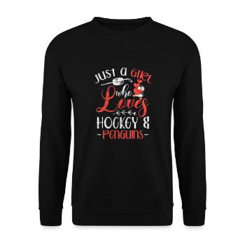 Pinguin Girl Eishockey - Unisex Pullover - Schwarz - Vorne - Alina (178cm) & Michal (187cm)