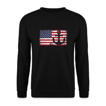 Capitaine USA - Sweat-shirt Unisexe - noir - Devant - Alina (178cm) & Michal (187cm)