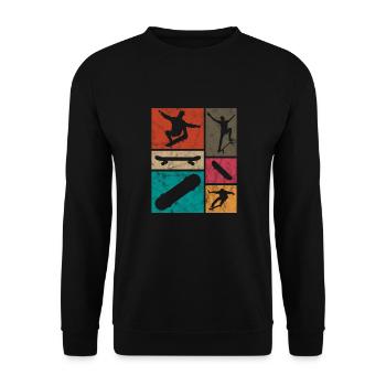 Skateboard Skater Skate Skaten Geschenk - Unisex Pullover - Schwarz - Vorne - Alina (178cm) & Michal (187cm)