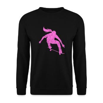 Skateboard Skater Girl Skate Skaten Geschenk - Unisex Pullover - Schwarz - Vorne - Alina (178cm) & Michal (187cm)