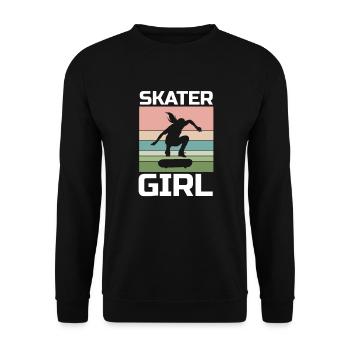 Skateboard Skater Girl - Unisex Pullover - Schwarz - Vorne - Alina (178cm) & Michal (187cm)