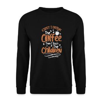 Teacher Teacher Coffee - Unisex Sweatshirt - black - Front - Alina (178cm) & Michal (187cm)