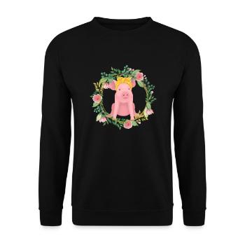 Pig - Unisex Sweatshirt - black - Front - Alina (178cm) & Michal (187cm)