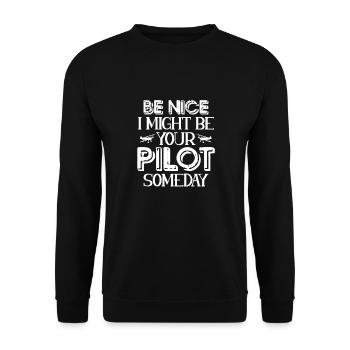 Pilot Flugzeug Fliegen Flieger Geschenk - Unisex Pullover - Schwarz - Vorne - Alina (178cm) & Michal (187cm)