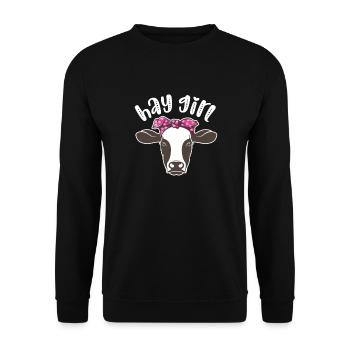 Cow - Unisex Sweatshirt - black - Front - Alina (178cm) & Michal (187cm)