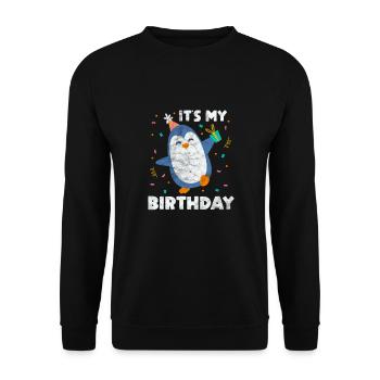 Penguin Birthday - Unisex Sweatshirt - black - Front - Alina (178cm) & Michal (187cm)