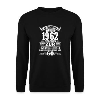 1962 60e anniversaire Cadeau de 60 ans - Sweat-shirt Unisexe - noir - Devant - Alina (178cm) & Michal (187cm)