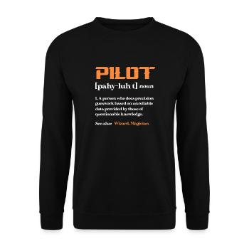 Pilot Flugzeug Fliegen Flieger Geschenk - Unisex Pullover - Schwarz - Vorne - Alina (178cm) & Michal (187cm)