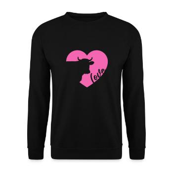 Kuh - Unisex Pullover - Schwarz - Vorne - Alina (178cm) & Michal (187cm)
