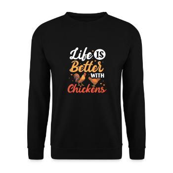 Chicken Farm Poultry Rooster Chickens Gift - Unisex Sweatshirt - black - Front - Alina (178cm) & Michal (187cm)