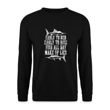 Angler - Unisex Pullover - Schwarz - Vorne - Alina (178cm) & Michal (187cm)