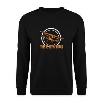 Pilot Flugzeug Fliegen Flieger Geschenk - Unisex Pullover - Schwarz - Vorne - Alina (178cm) & Michal (187cm)