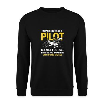 Pilot Flugzeug Fliegen Flieger Geschenk - Unisex Pullover - Schwarz - Vorne - Alina (178cm) & Michal (187cm)